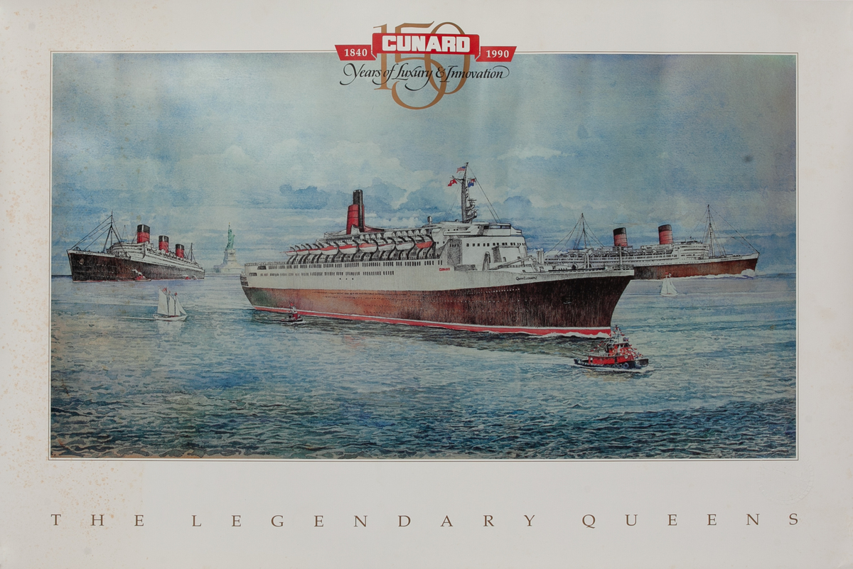 Cunard 150 Years Original Cruise Poster The Legendary Queen Elizabeth 2