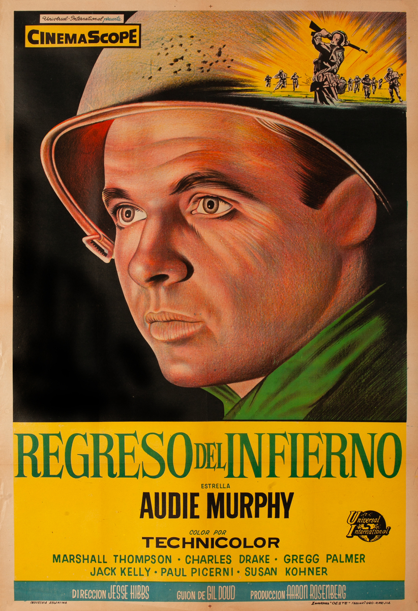 To Hell and Back Argentinean Movie Poster Great Audie Murphy portrait