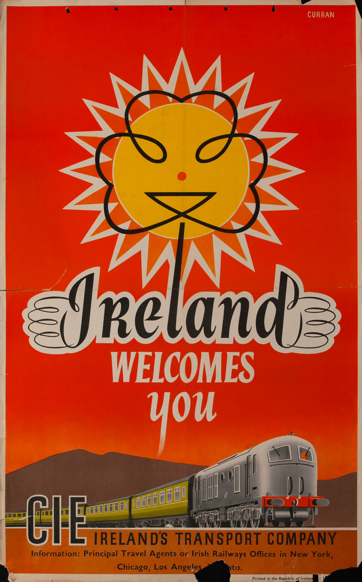 Ireland Welcoms You  CIE Ireland’s Translport Company Travel Poster 
