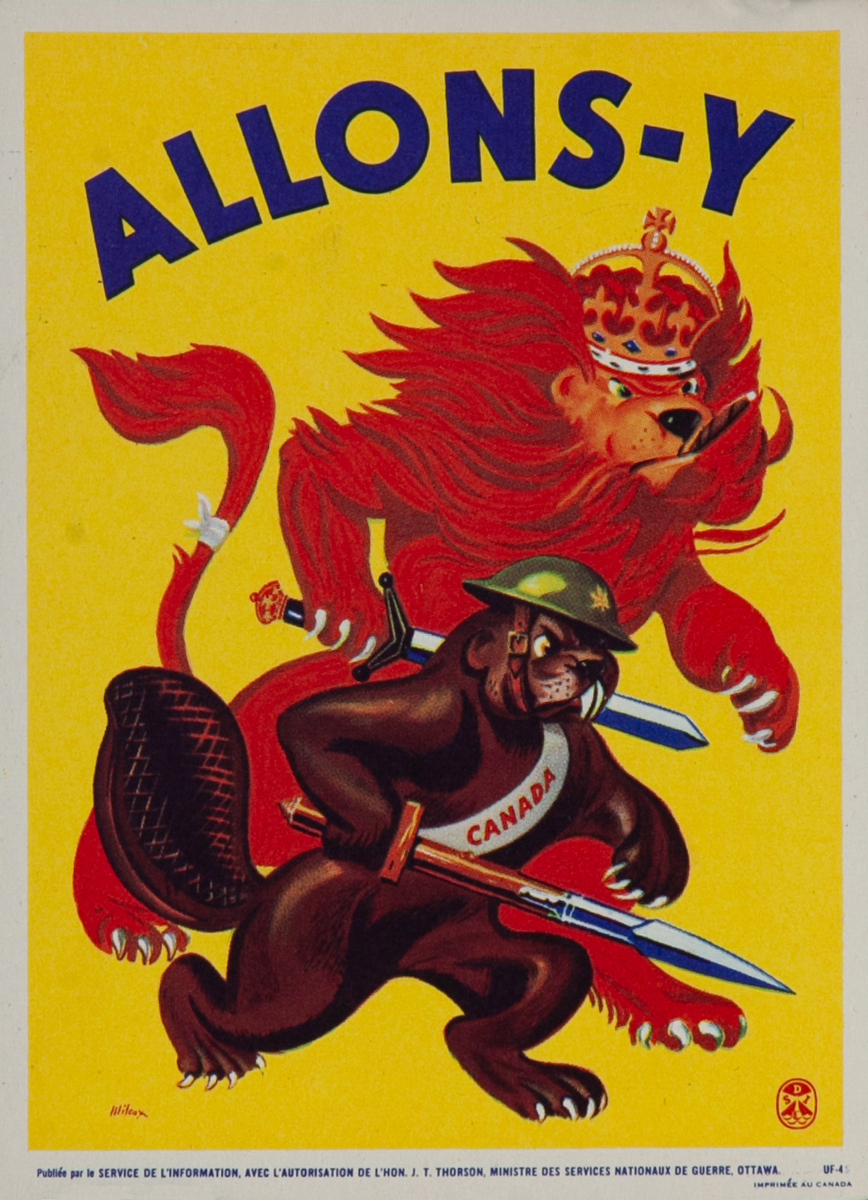 Let’s Go Allons-Y Small format Canadian WWII Poster To Victory