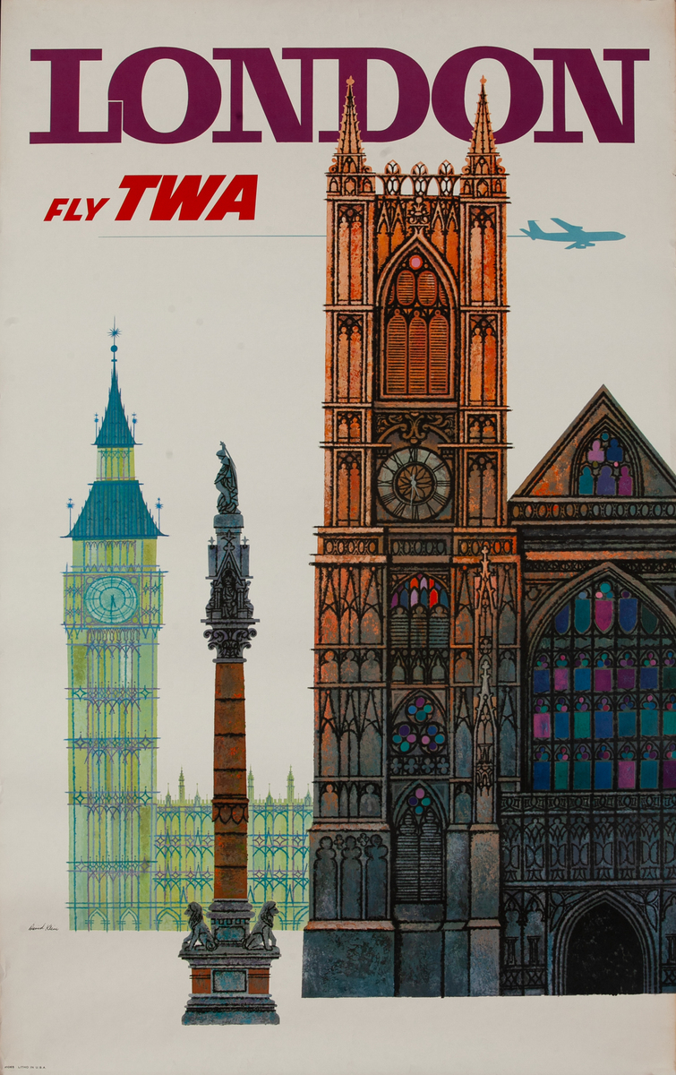  London Fly TWA Original Travel Poster