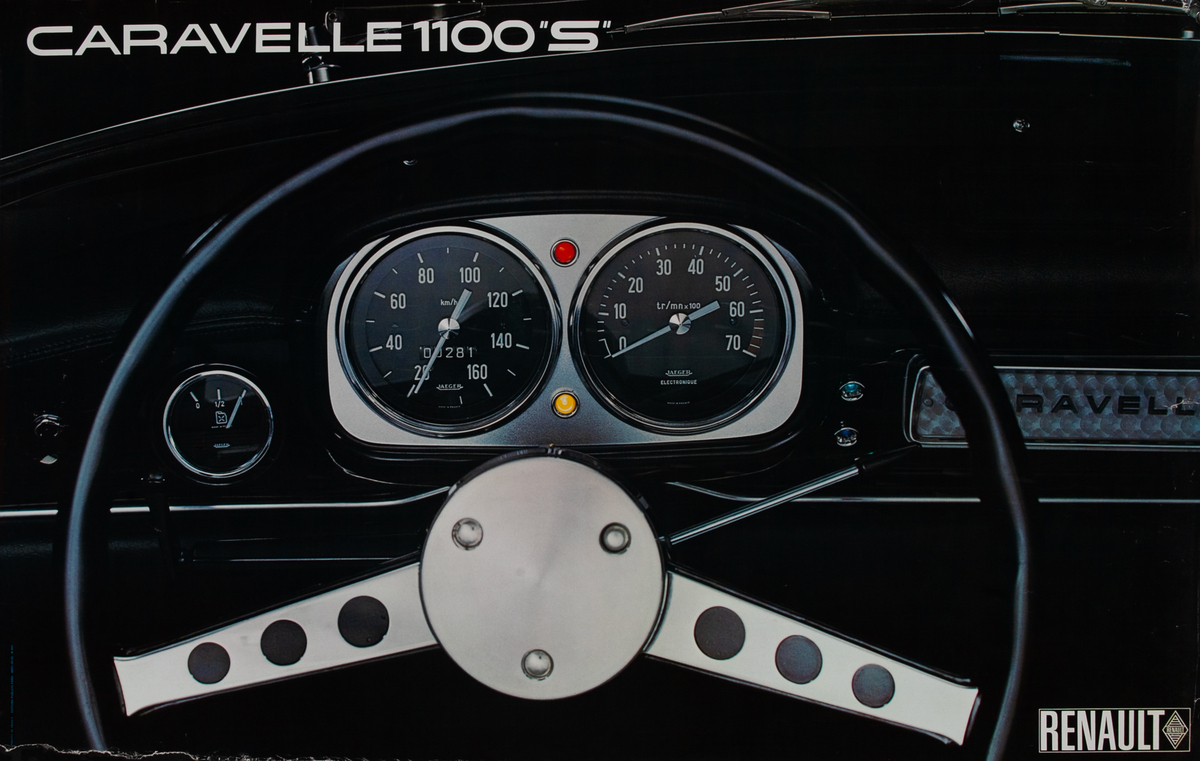 Renault Caravelle 1100 S Dashboard Original French Advertising Poster 