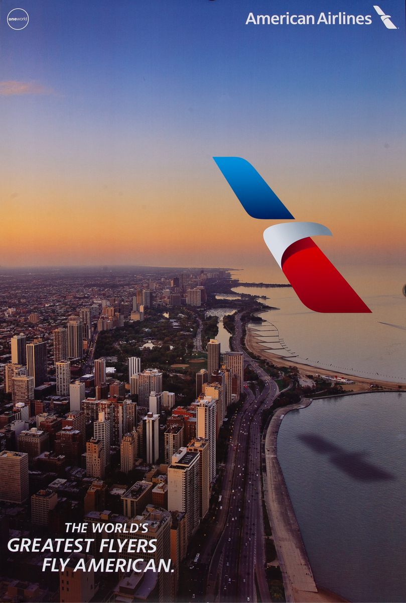 The World's Greatest Flyers Fly American Original Travel Poster Chicago