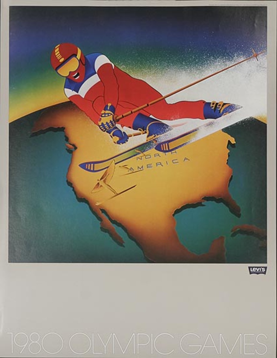 Levi's Pants Original Advertising 1980 Olympics Poster North America Ski