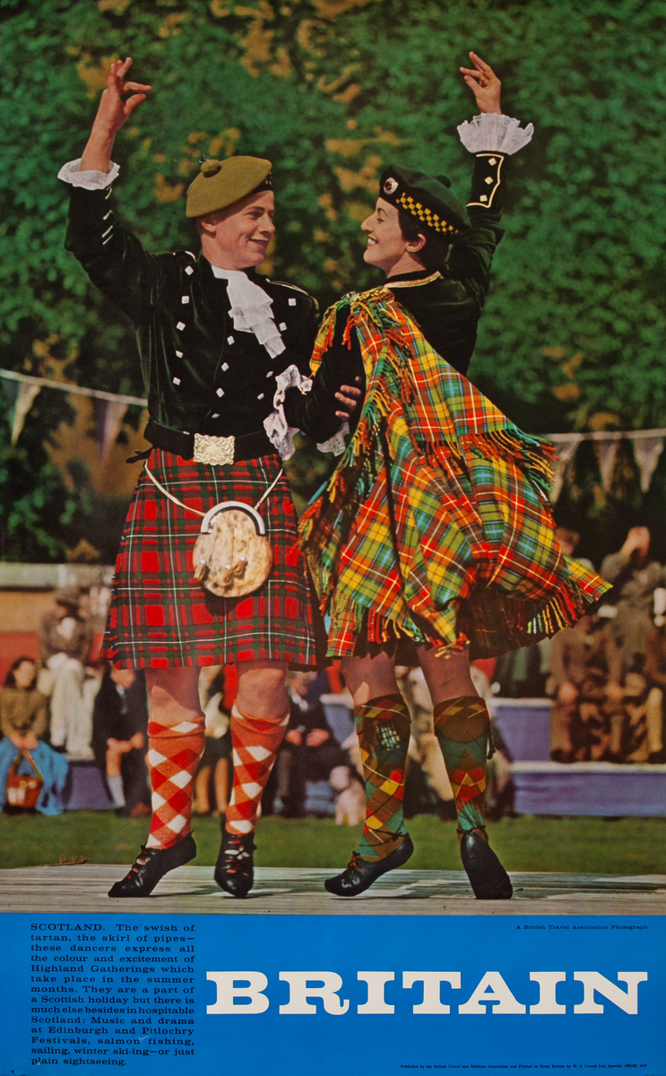 Britain, Original Travel Poster Scottish Dancers Photo 