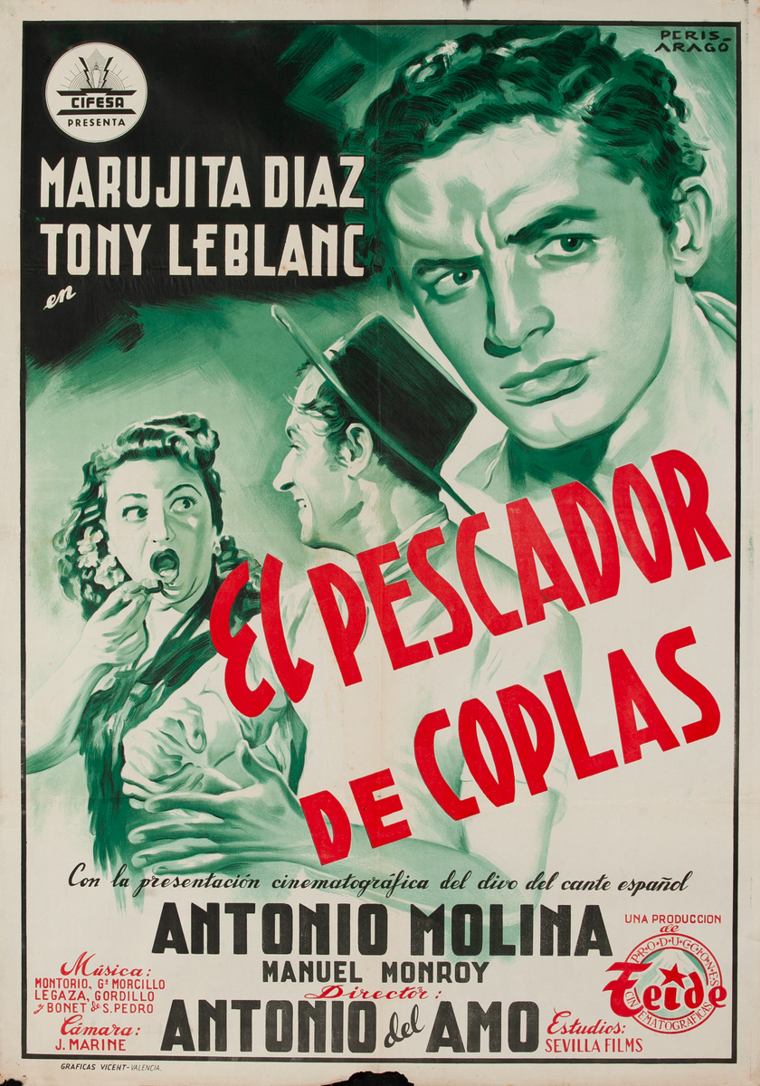 El Pescador de Coplas Spanish 1 Sheet Movie Poster The Fisherman of Coplas