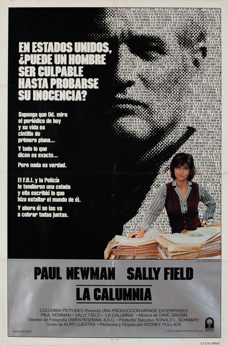 Absence of Malice, Spanish 1 Sheet Movie Poster A