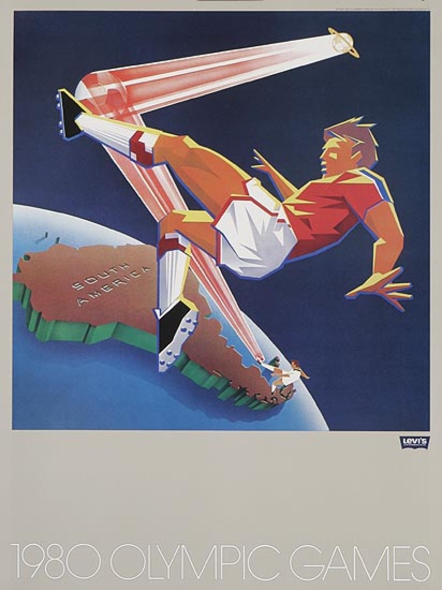 Levi's Pants Original Advertising 1980 Olympics Poster South America Soccer