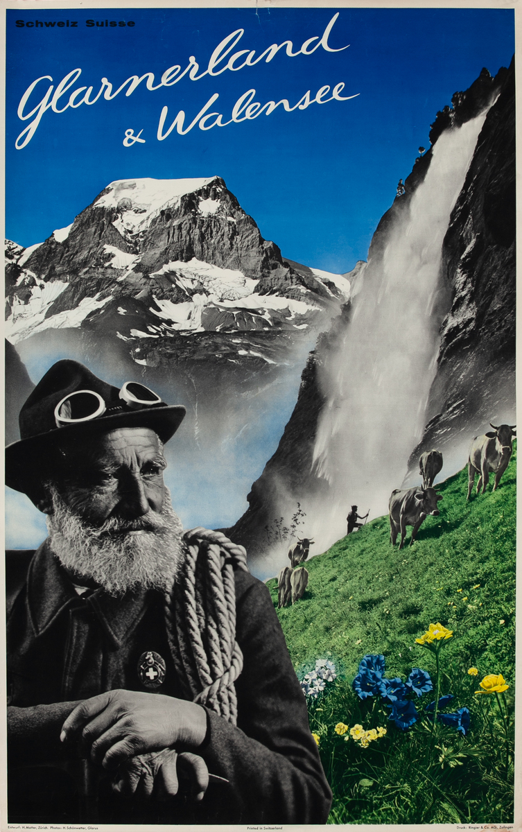  Glarnerland and Walensee Original Swiss Travel Poster