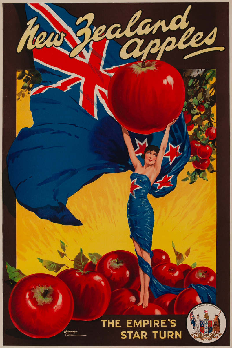 New Zealand Apples The Empire’s Star Turn Original Advertising Poster 