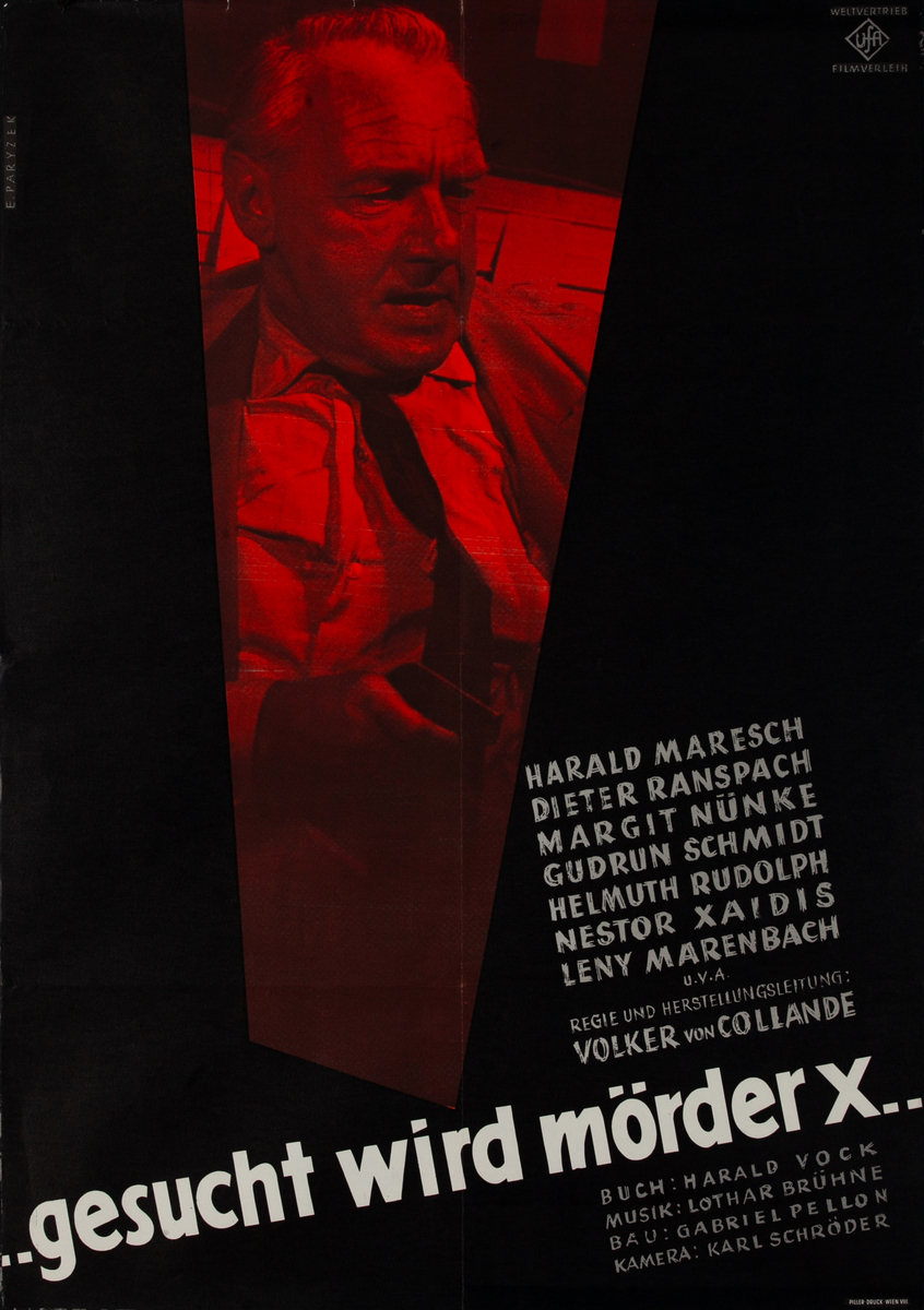 Gesucht wird Mörder X (Wanted Murderer X) German 1 Sheet Movie Poster 