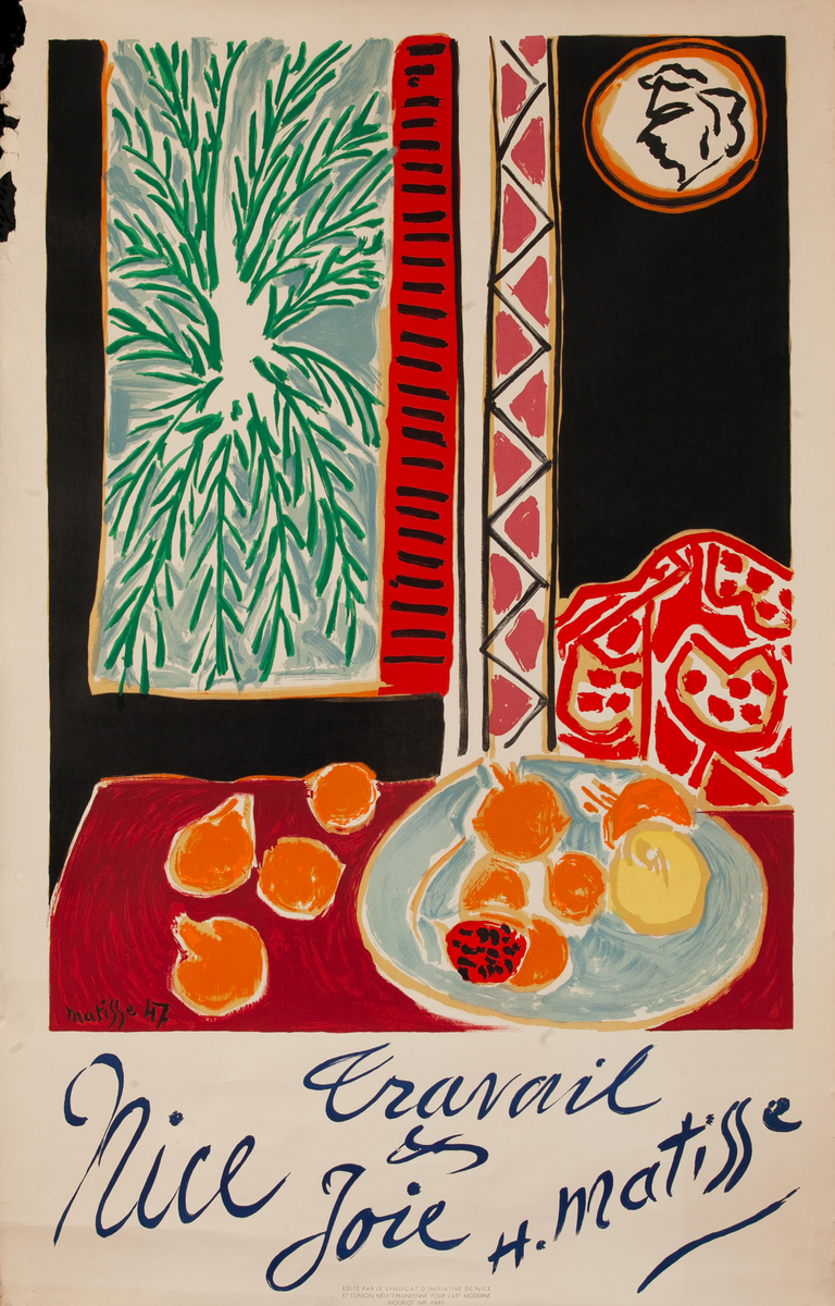 Nice Travail Et Joie France Original Travel Poster Matisse