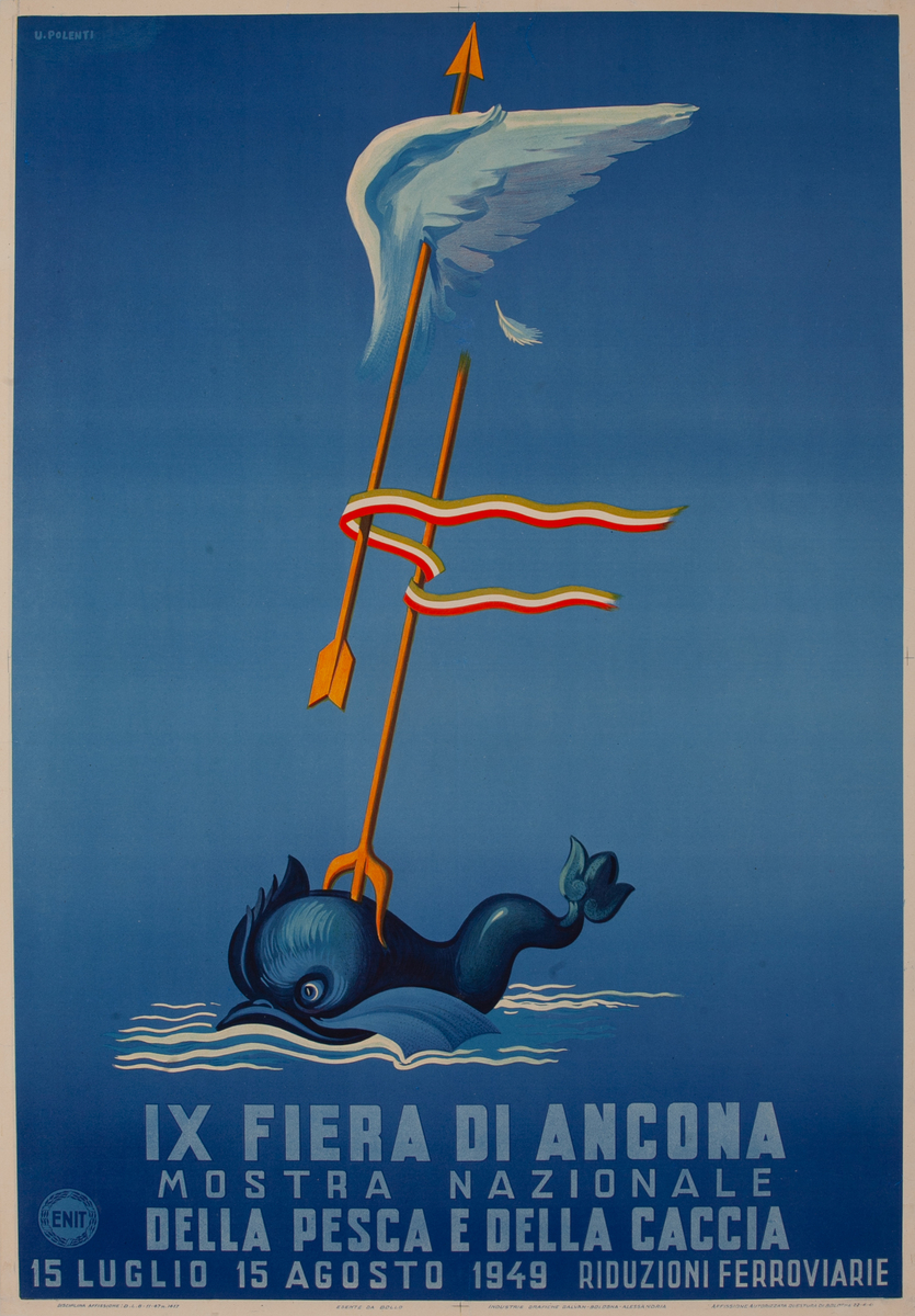 IX Fiera di Ancona (IX Ancona Fair) of Fishing and Hunting Italian Travel / Exposition Poster
