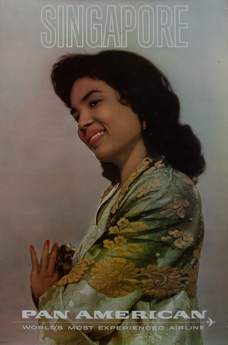 Pan American The Worlds Most Experienced Airline Travel Poster Singapore Woman