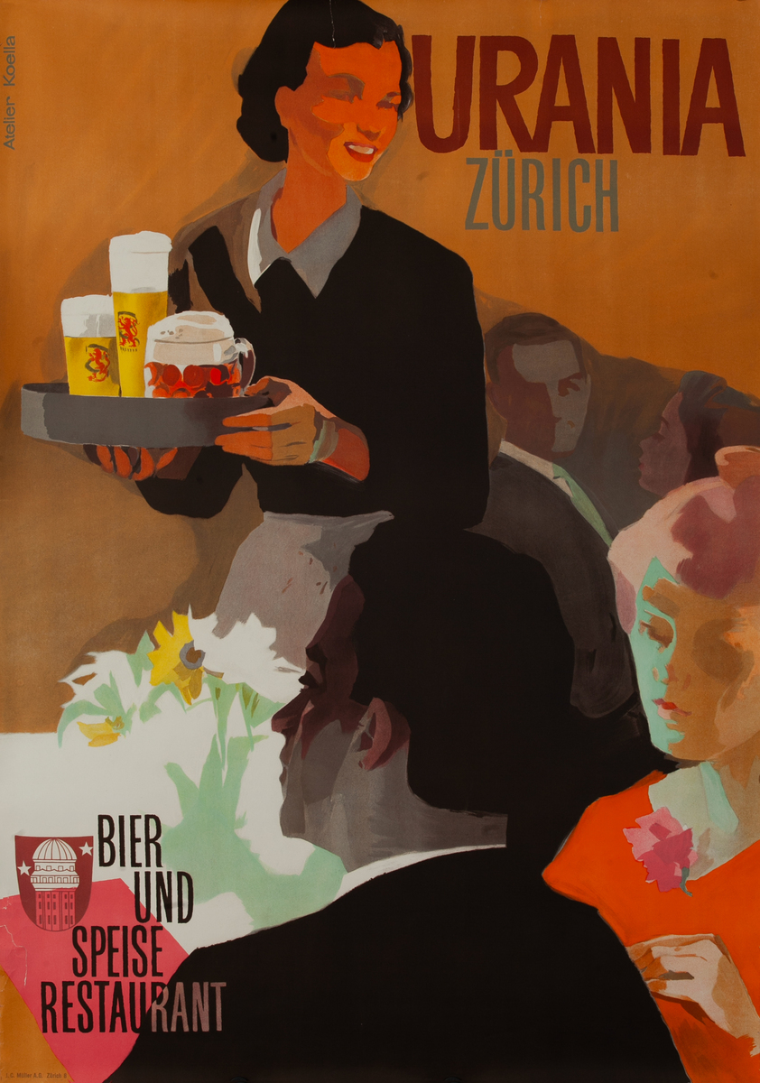 Urania Zurich Swiss Beer Hall Advertising Poster
