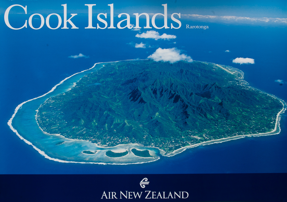 Cook Islands Rarotonga Air New Zealand Travel Poster