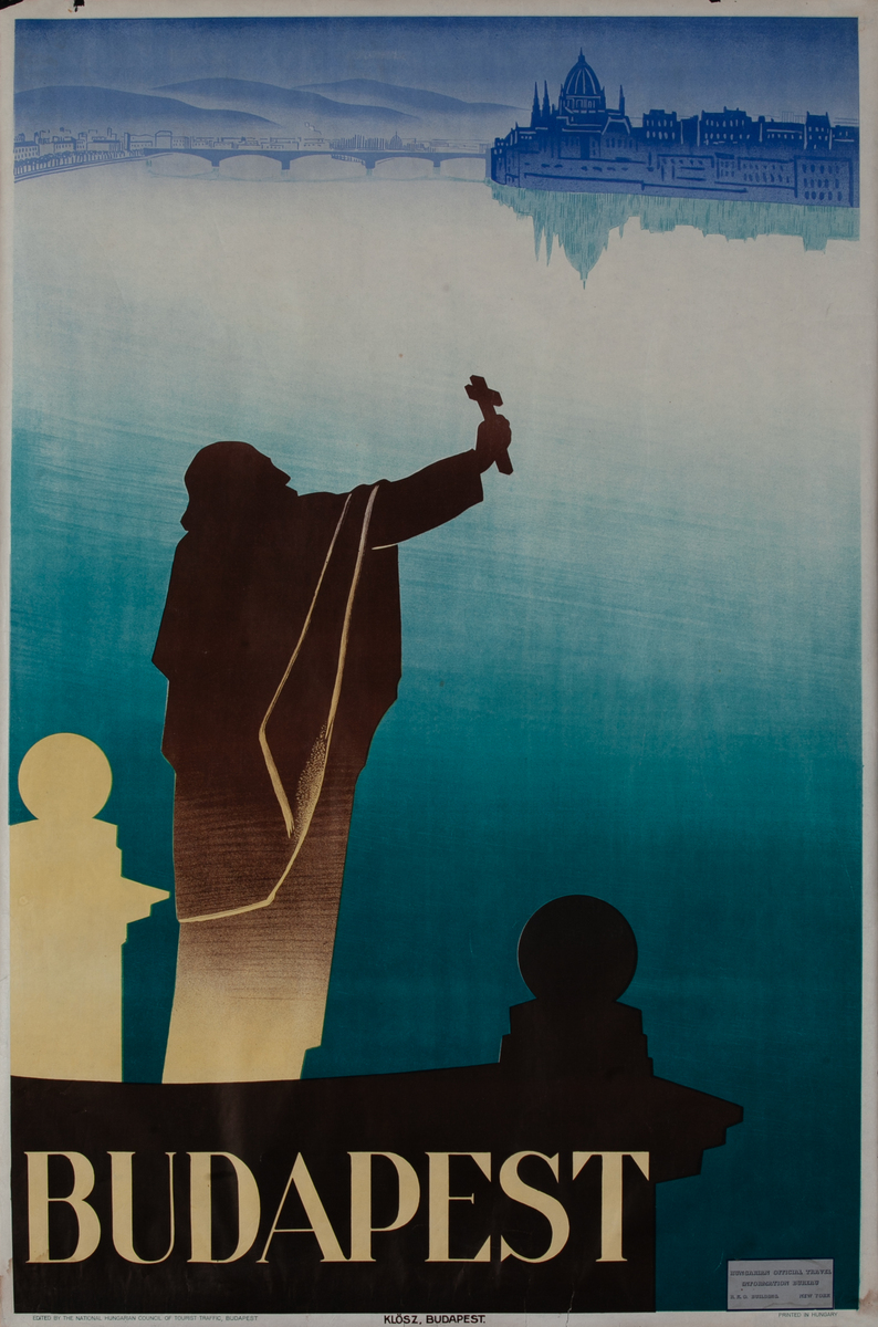 Budapest Hungary Travel Poster  St Gellert Statue