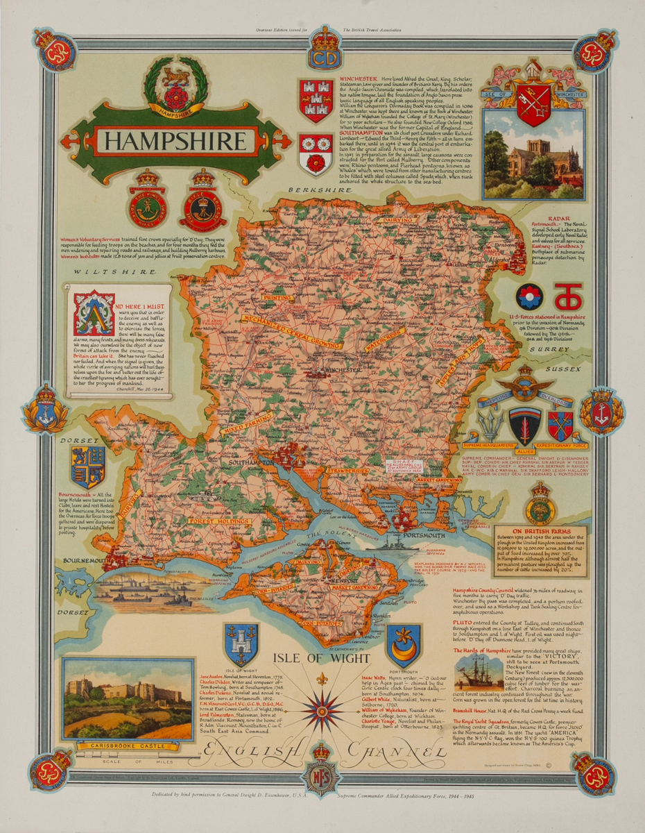 Pictorial map showing Wartime Activities and Land Use in Hampshire 