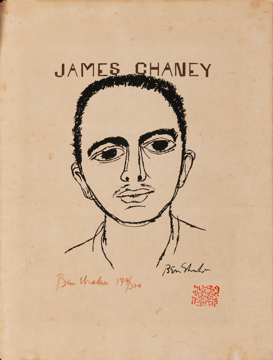 James Chaney Ben Shahn Hand Signed Protest Print 