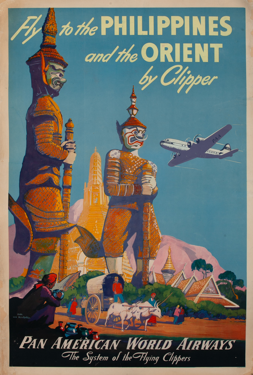 Fly to the Philippines and the Orient by Clipper Travel Poster