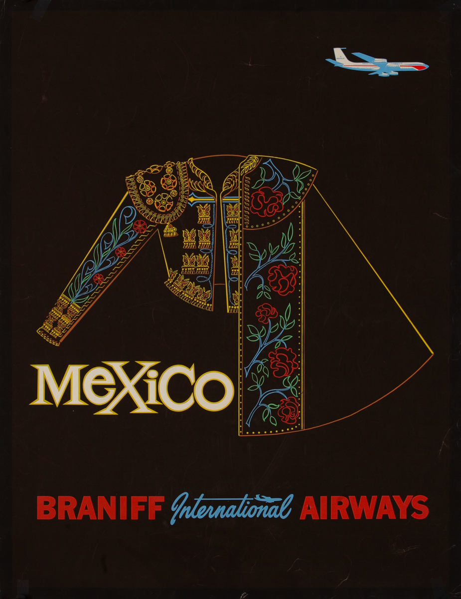Mexico Braniff International Airways Cape Original Travel Poster