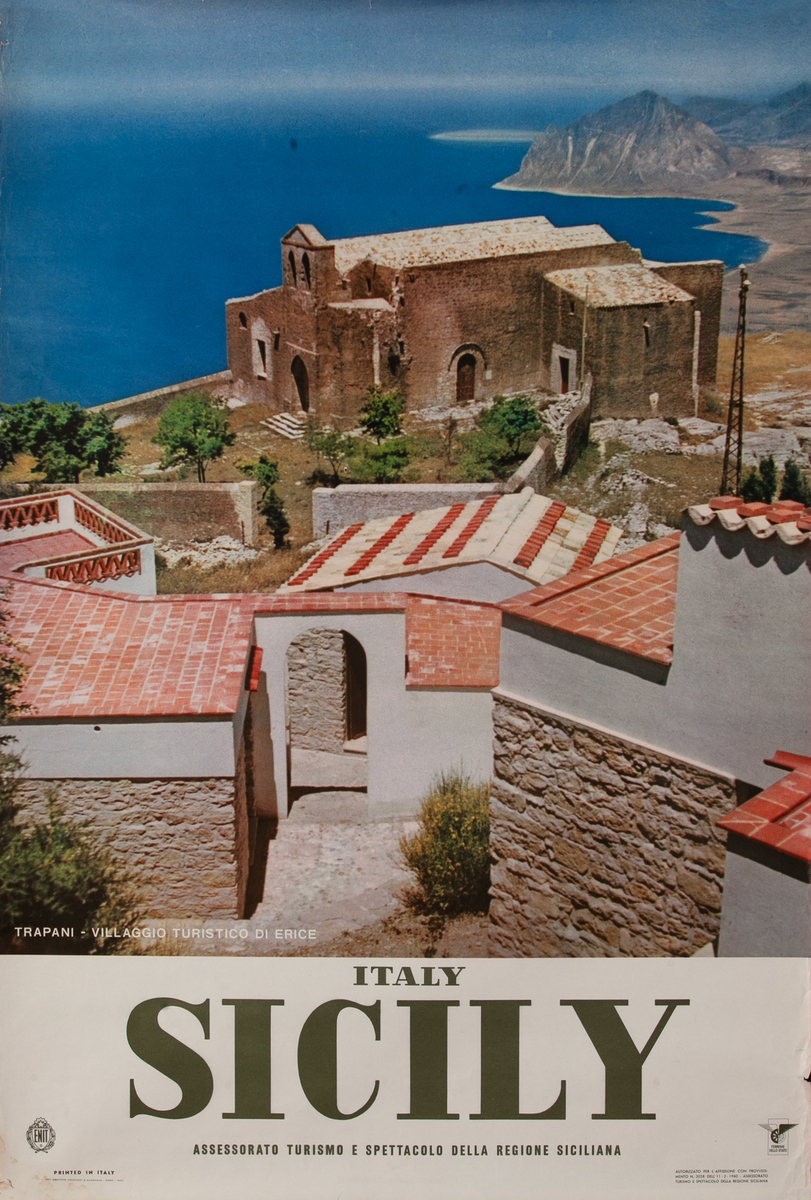 Italy Sicily Costal Scene Travel Poster