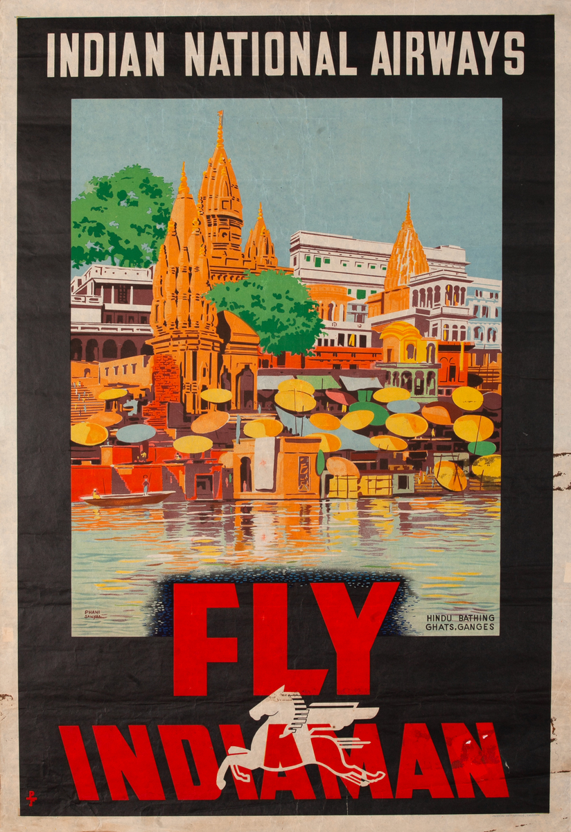 India National Airways - Fly Indiaman Varnasi Travel Poster