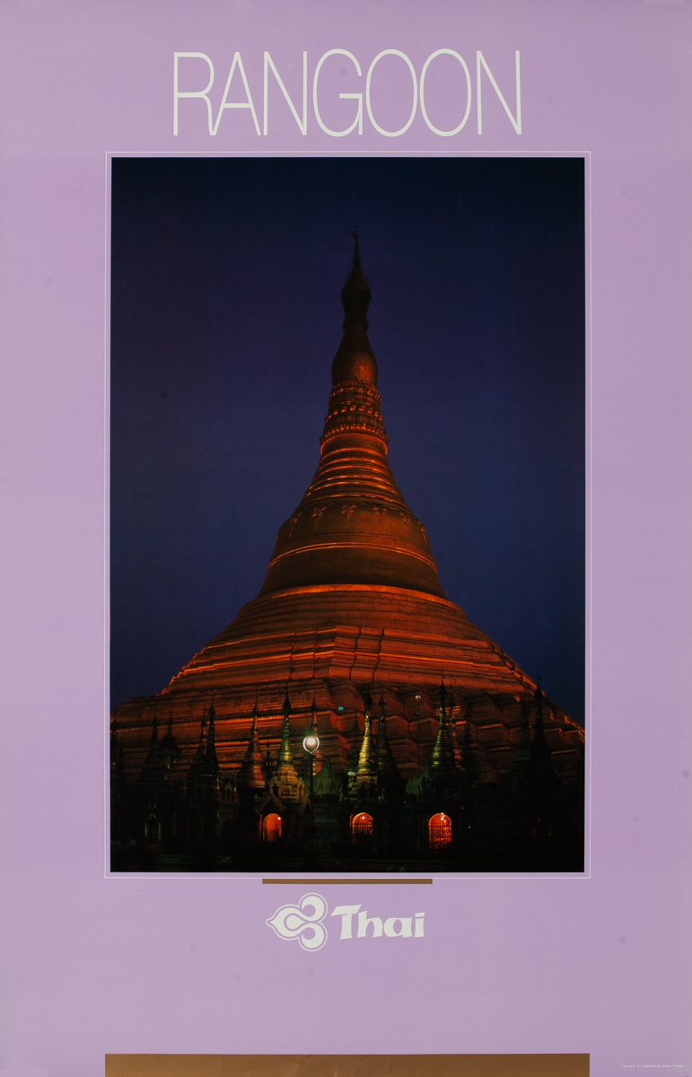 Thai Airlines Travel Poster Rangoon