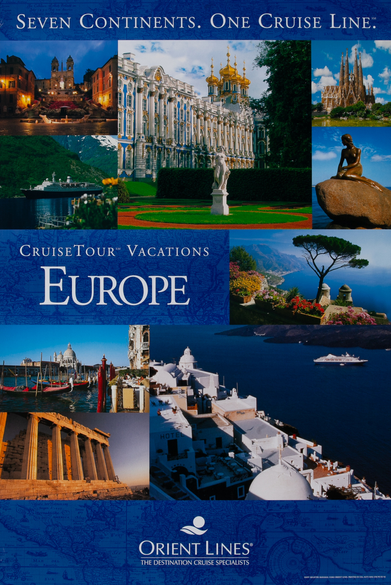 Seven Continents, One Cruise Line - Orient Lines Europe Travel Poster