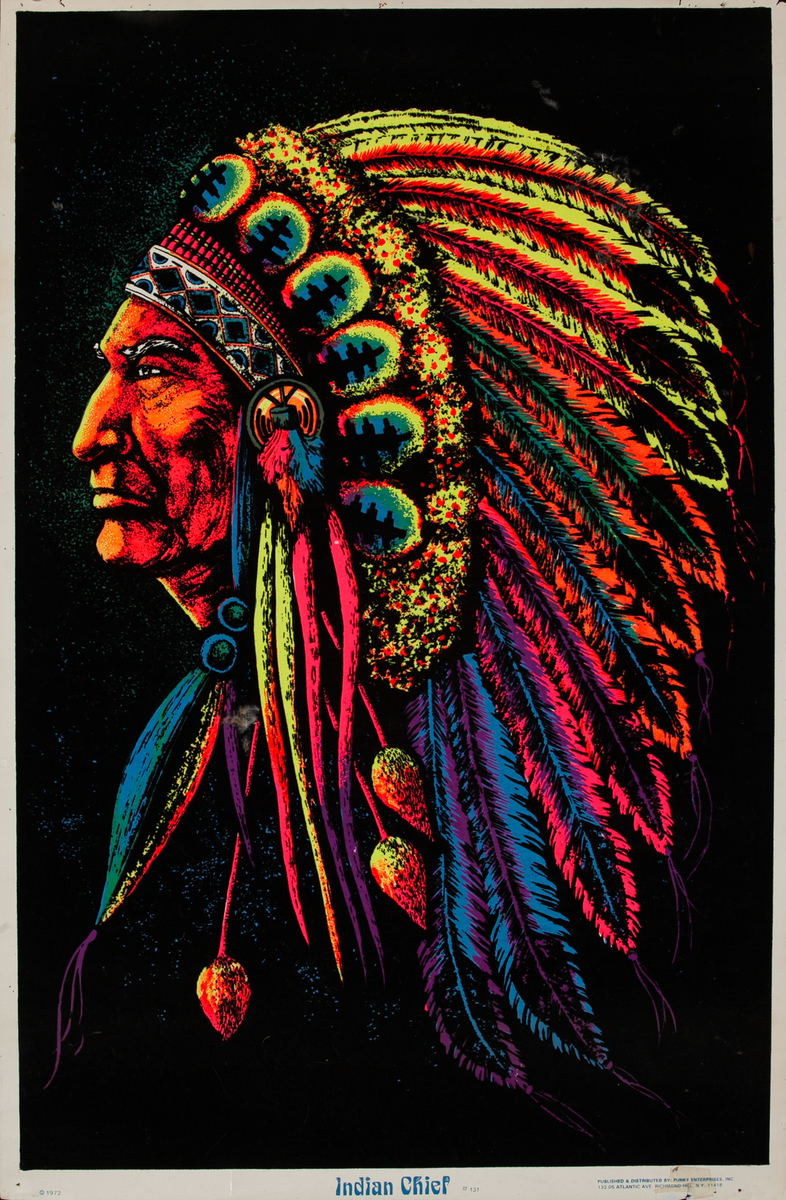Indian Chief Blackight Velvet Poster