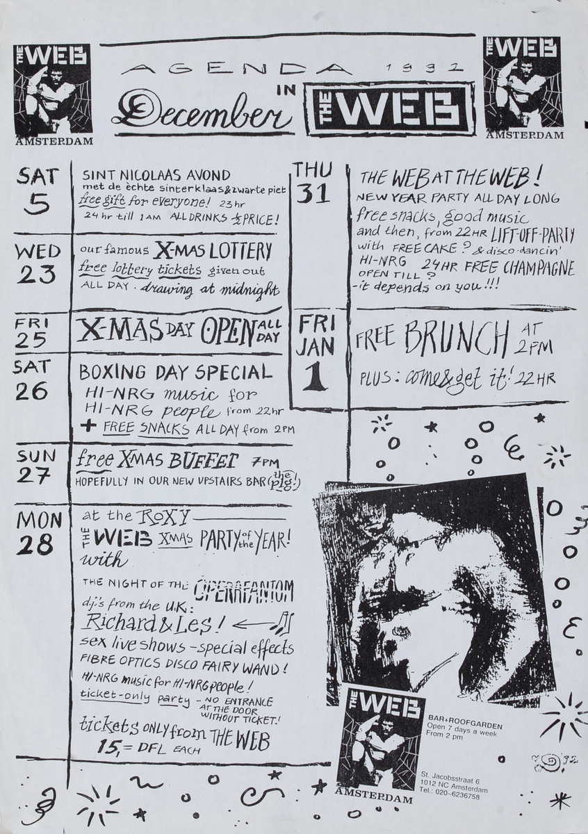 The Web Amsterdam Gay Bar Event Calendar Poster