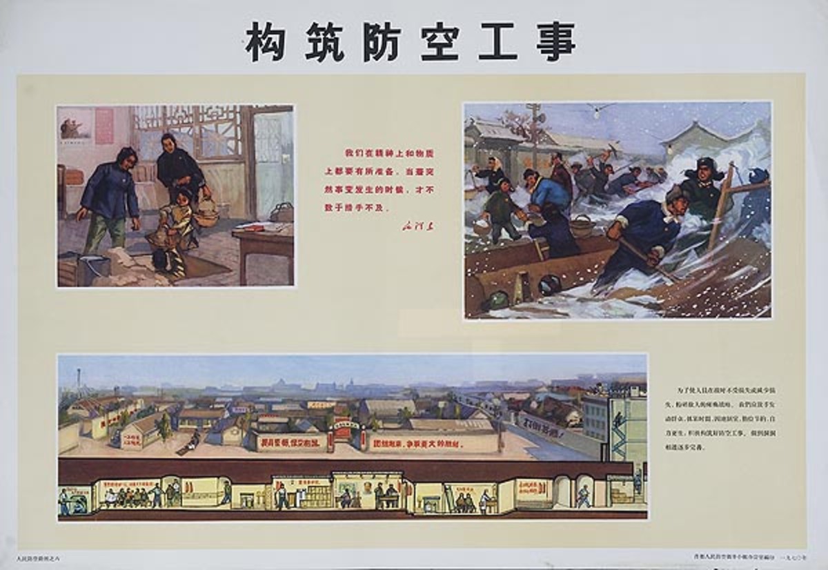 Underground Town Original Chinese Cultural Revolution Civil Defense Poster