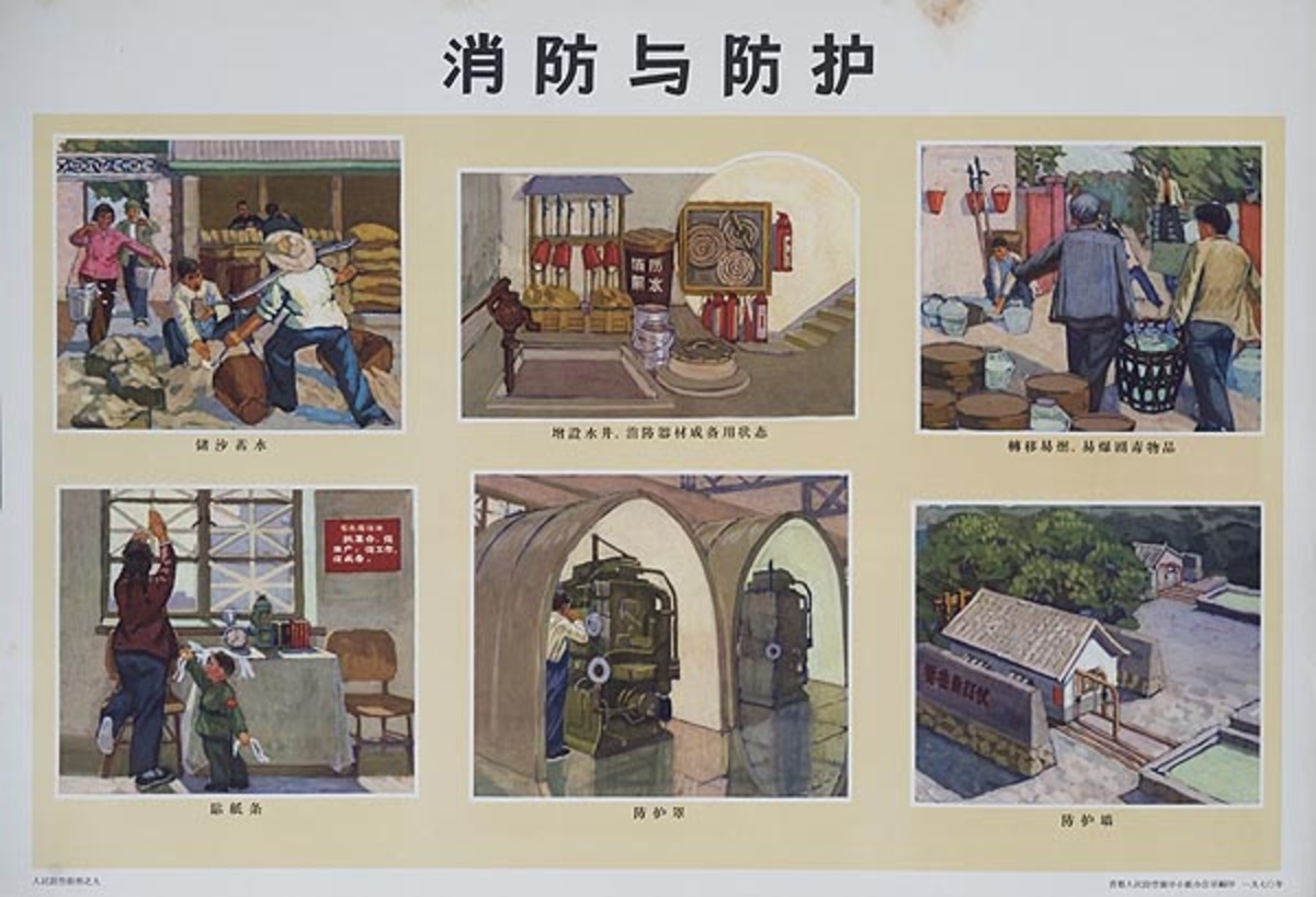 Preparing For Attack Original Chinese Cultural Revolution Civil Defense Poster