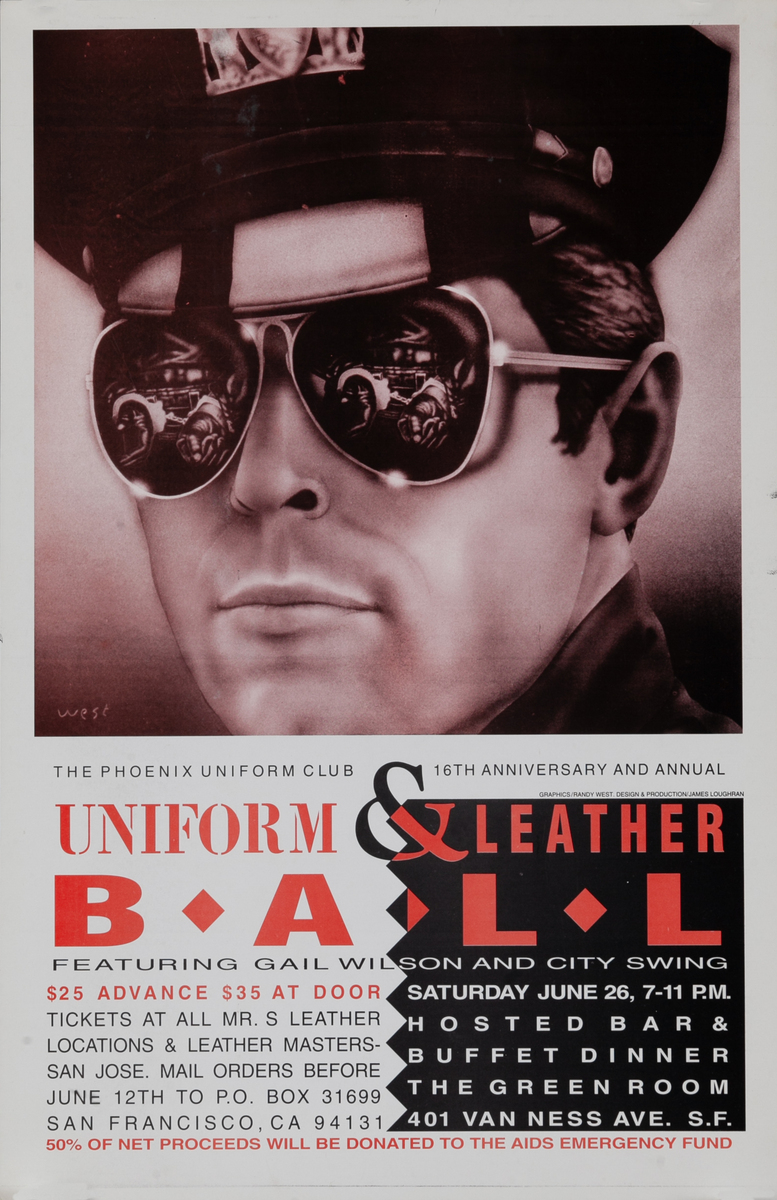 Uniform & Leather Ball Gay Nightclub AIDS Fundraiser Poster