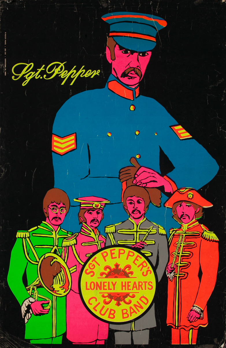 Beatles Sgt. Peppers Lonely Hearts Club Band Blacklight Psychedelic Poster