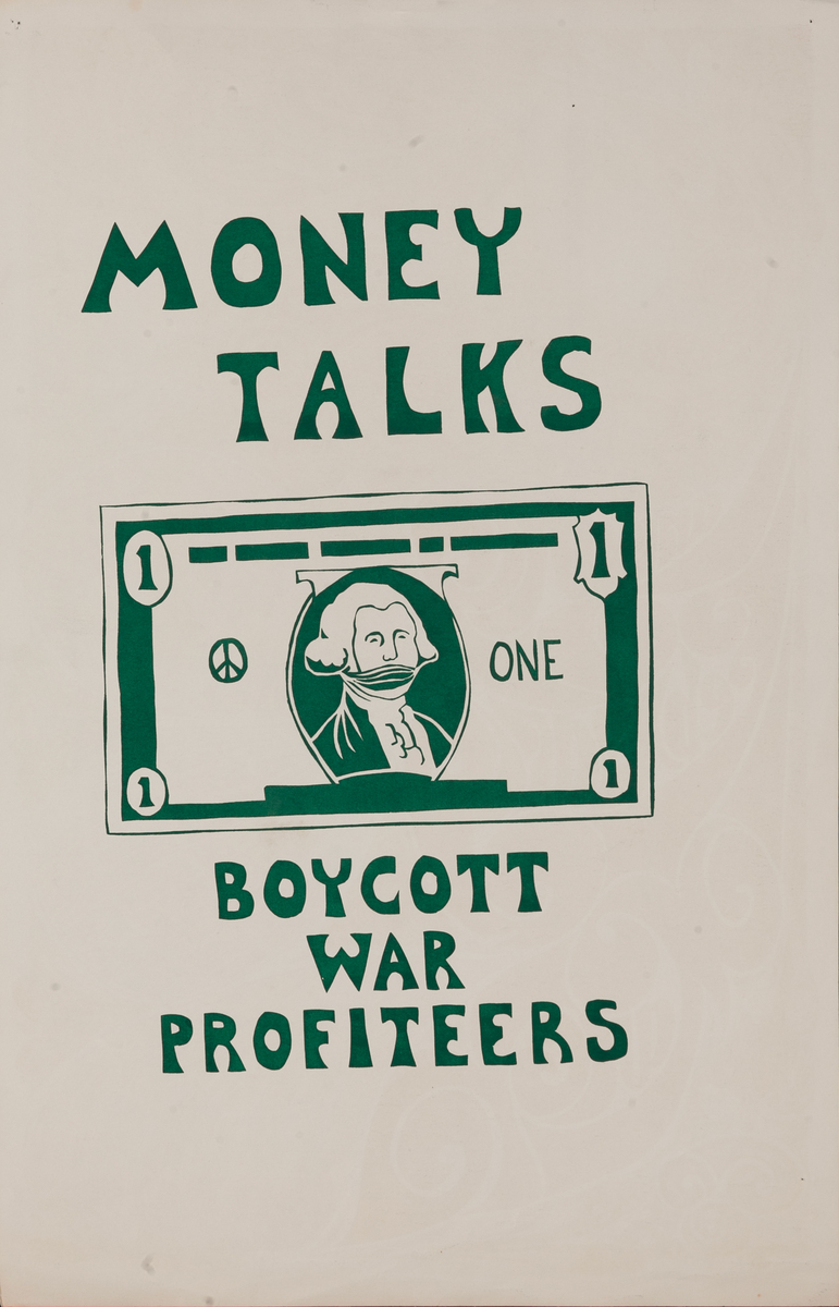 Money Tallks Boycott War Profiteers anti-Vietnam War Protest Poster
