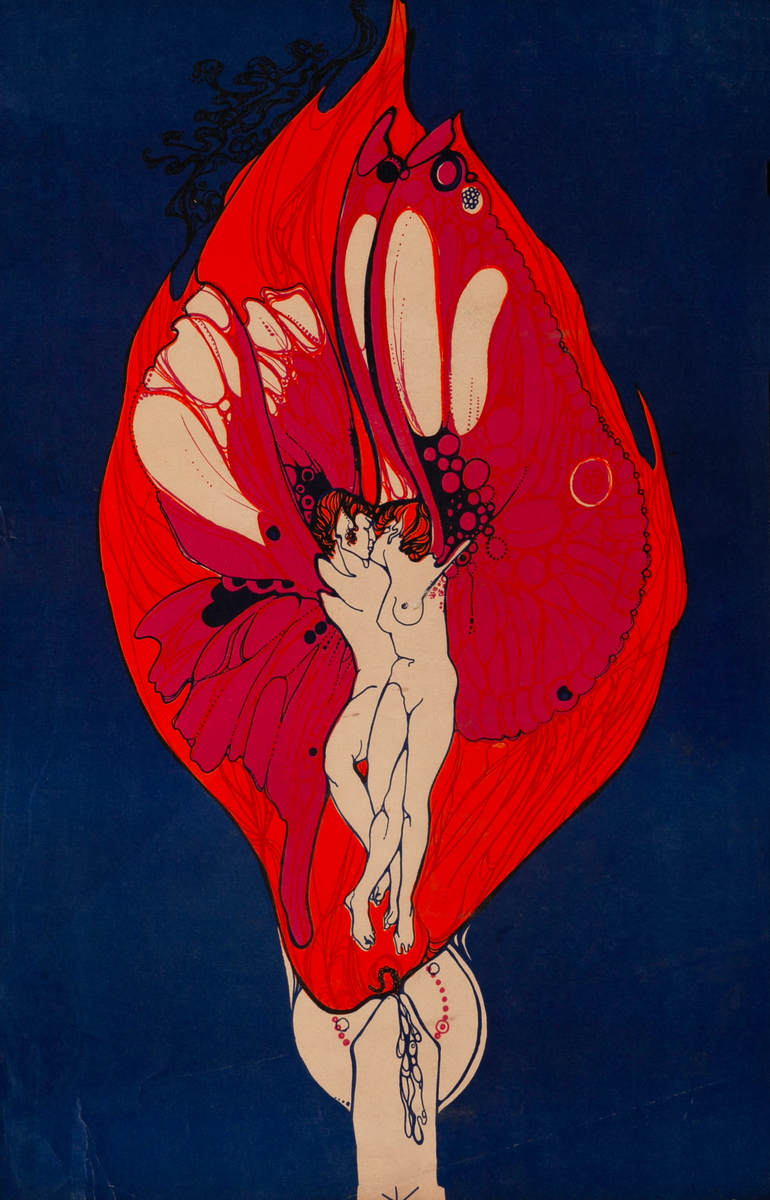 Nude Butterfly Couple Psychadelic Poster 