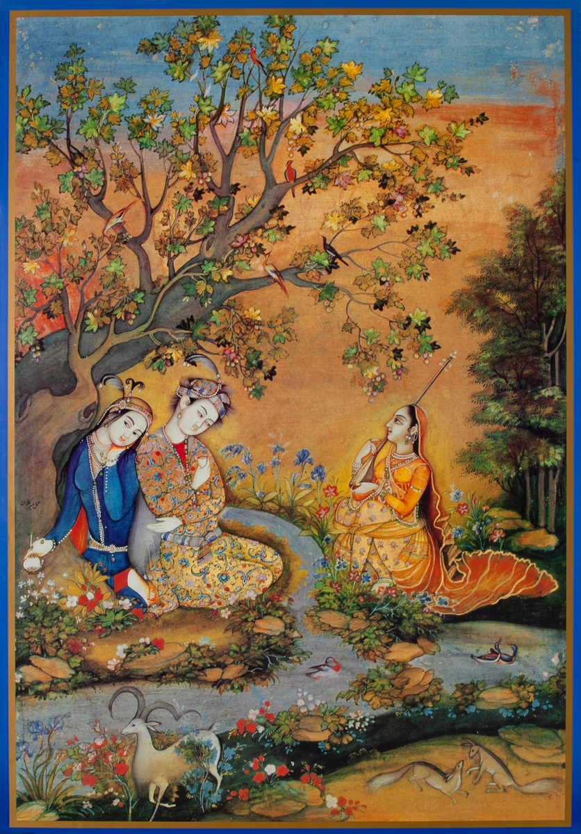 Lovers in a Landscape Indian Art Poster