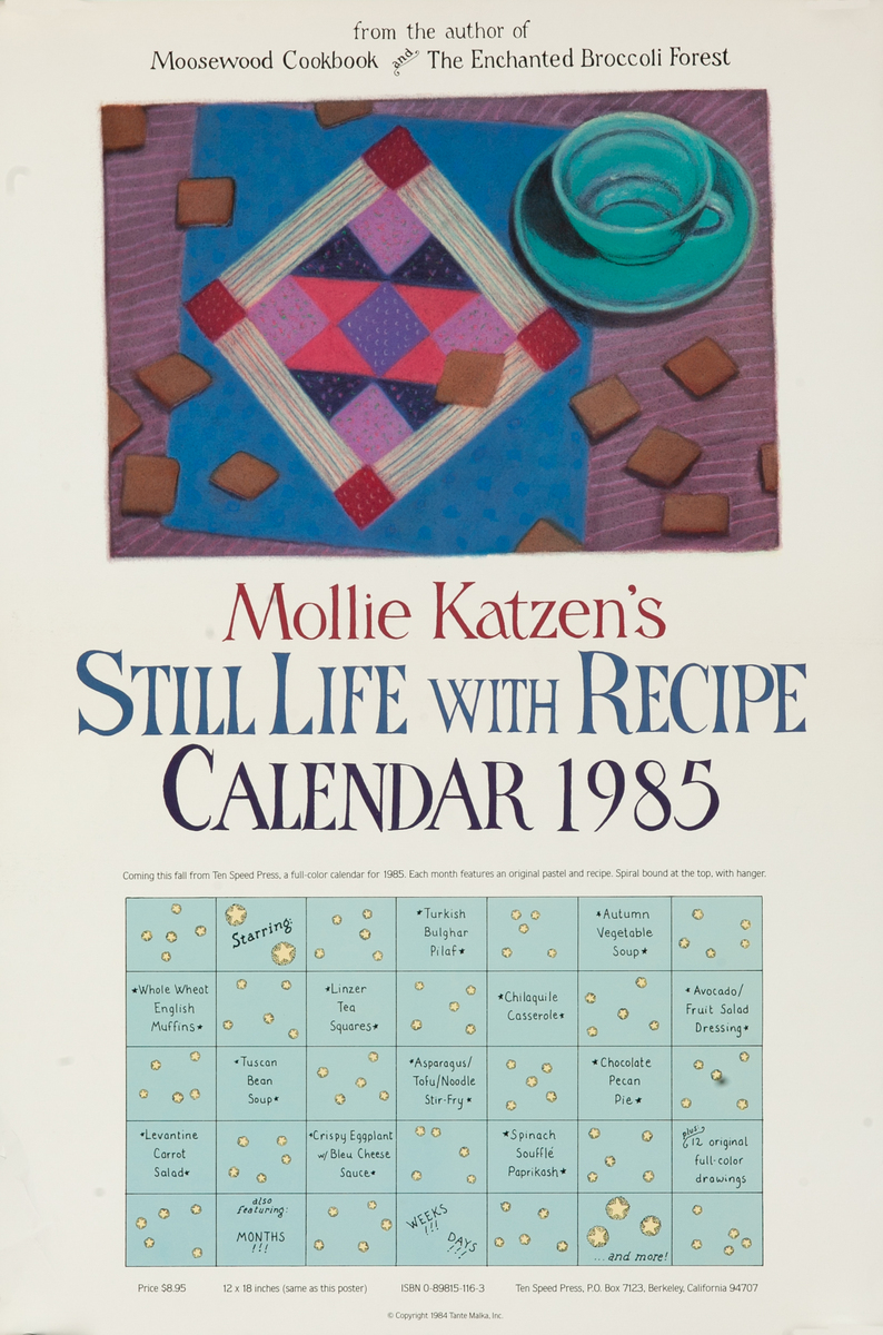 Still Life With Recipe Calendar 1985 Poster