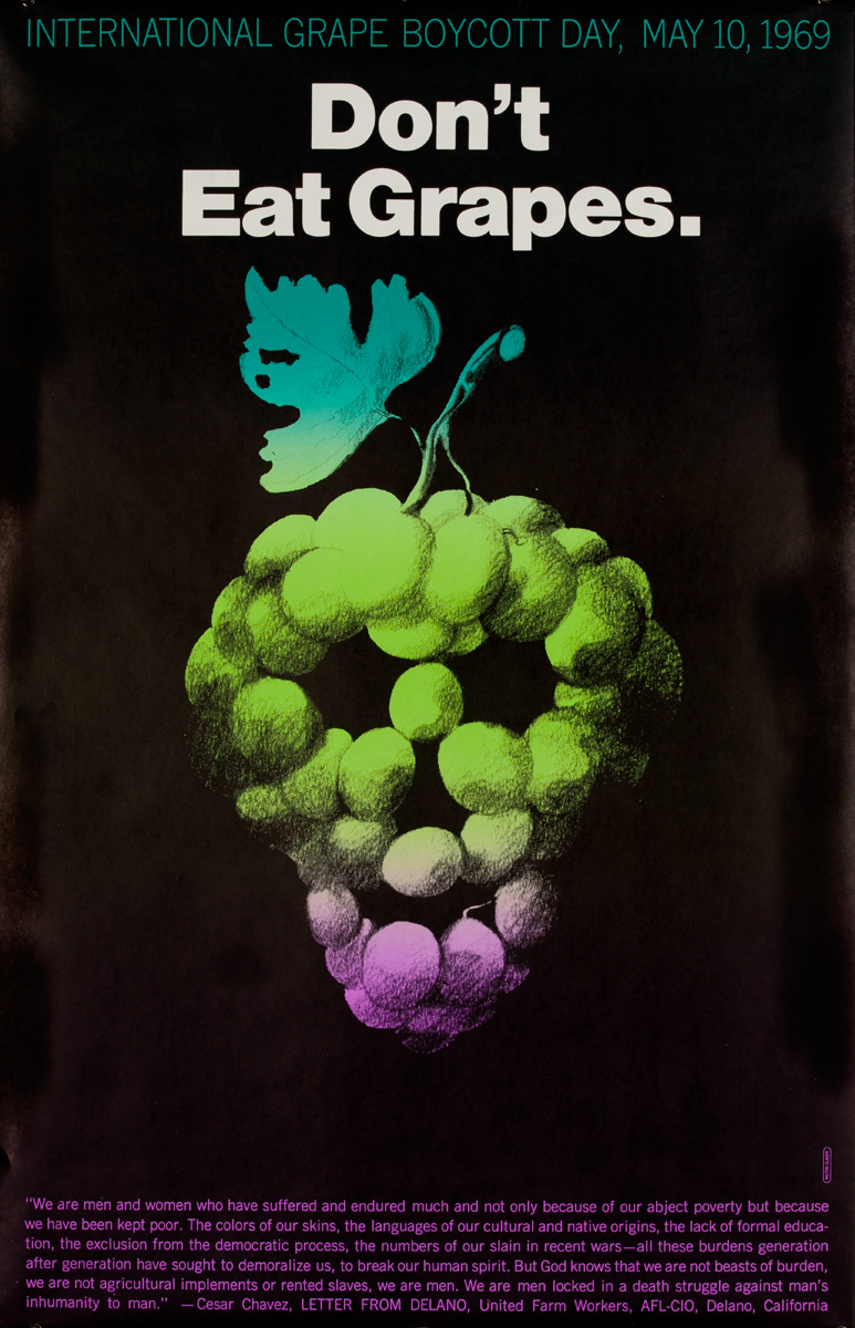 Chesar Chavez Grape Boycott Protest Original Poster
