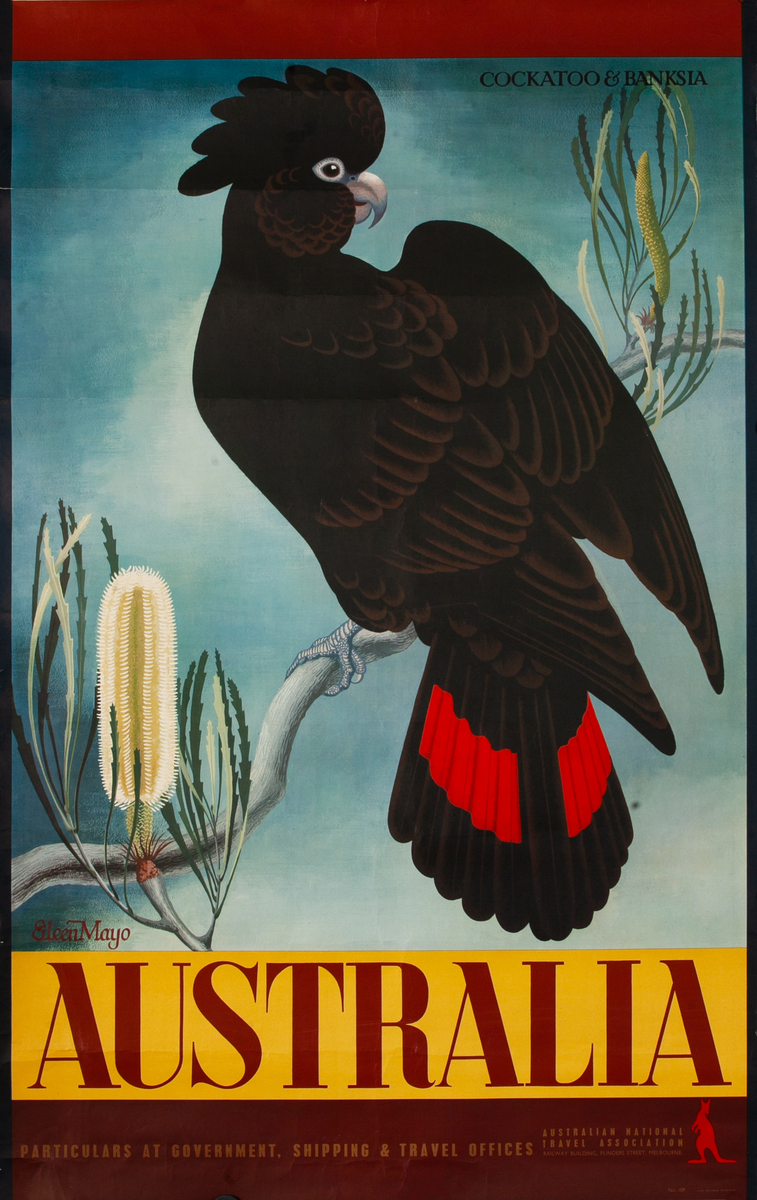 Australia - Cockatoo & Banksia Travel Poster