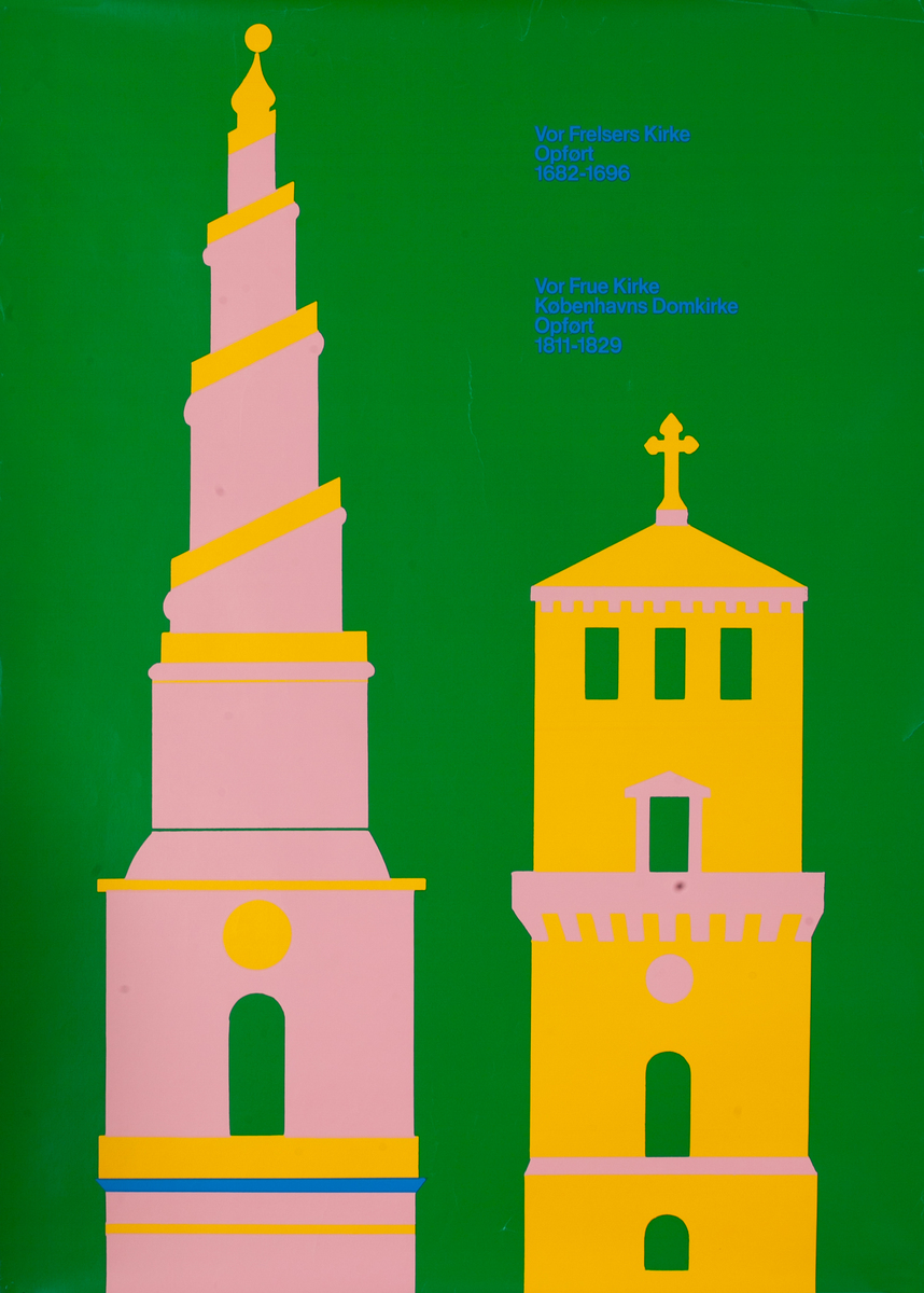 Church of Our Saviour - Church of Our Lady / Copenhagen Cathedral Towers of Copenhagen Danish Travel Poster