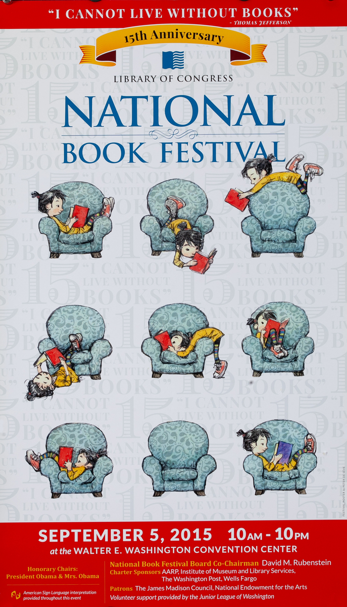 Original 15th Annual  Library of Congress National Book Festival Poster