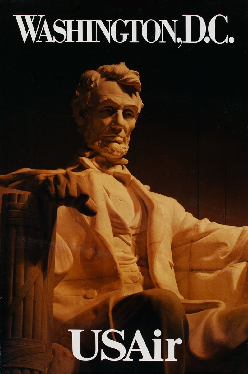 USAir Washington DC Lincoln Memorial Travel Poster