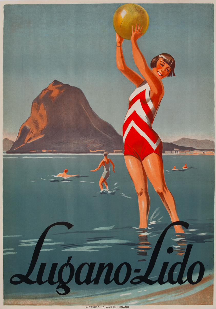 Lugano-Lido Swiss Travel Poster