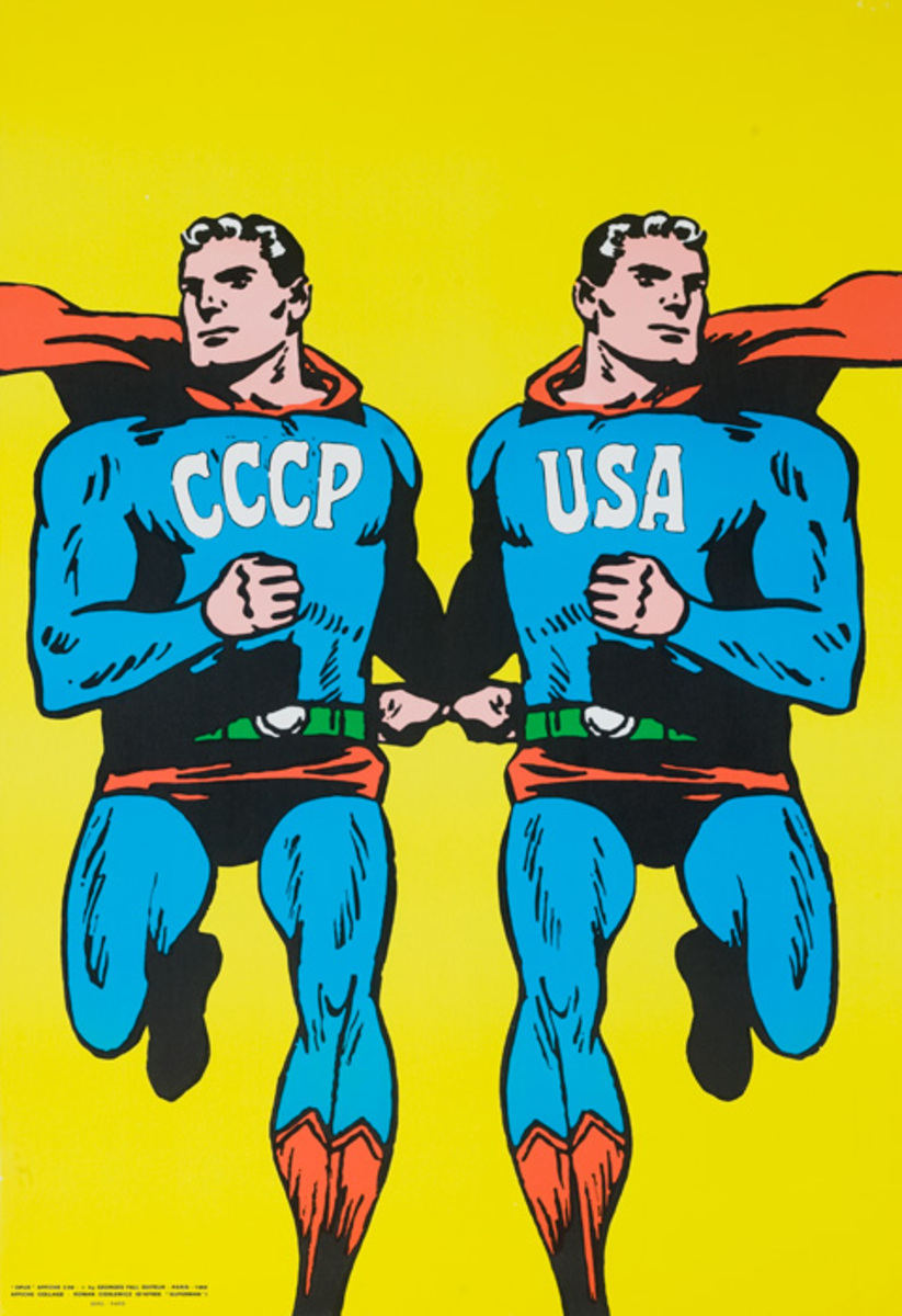 CCCP USA Supermen Original Cold War Poster