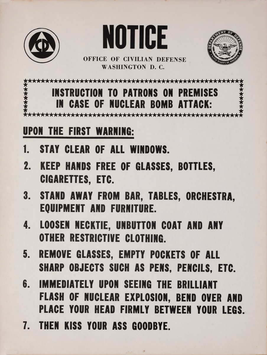 Anti Nuclear War Protest Poster NOTICE