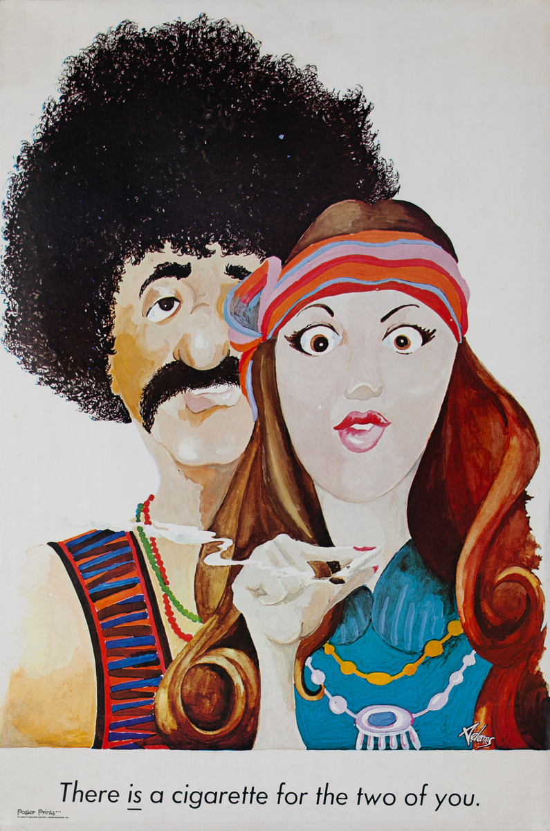 Original Original Vintage 60s Protest Hippy Poster A Cigarette For the Two Of You (Marijuana)