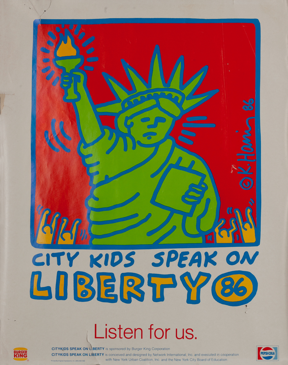 Keith Haring City Kids Speak on Liberty Original Advertising Poster