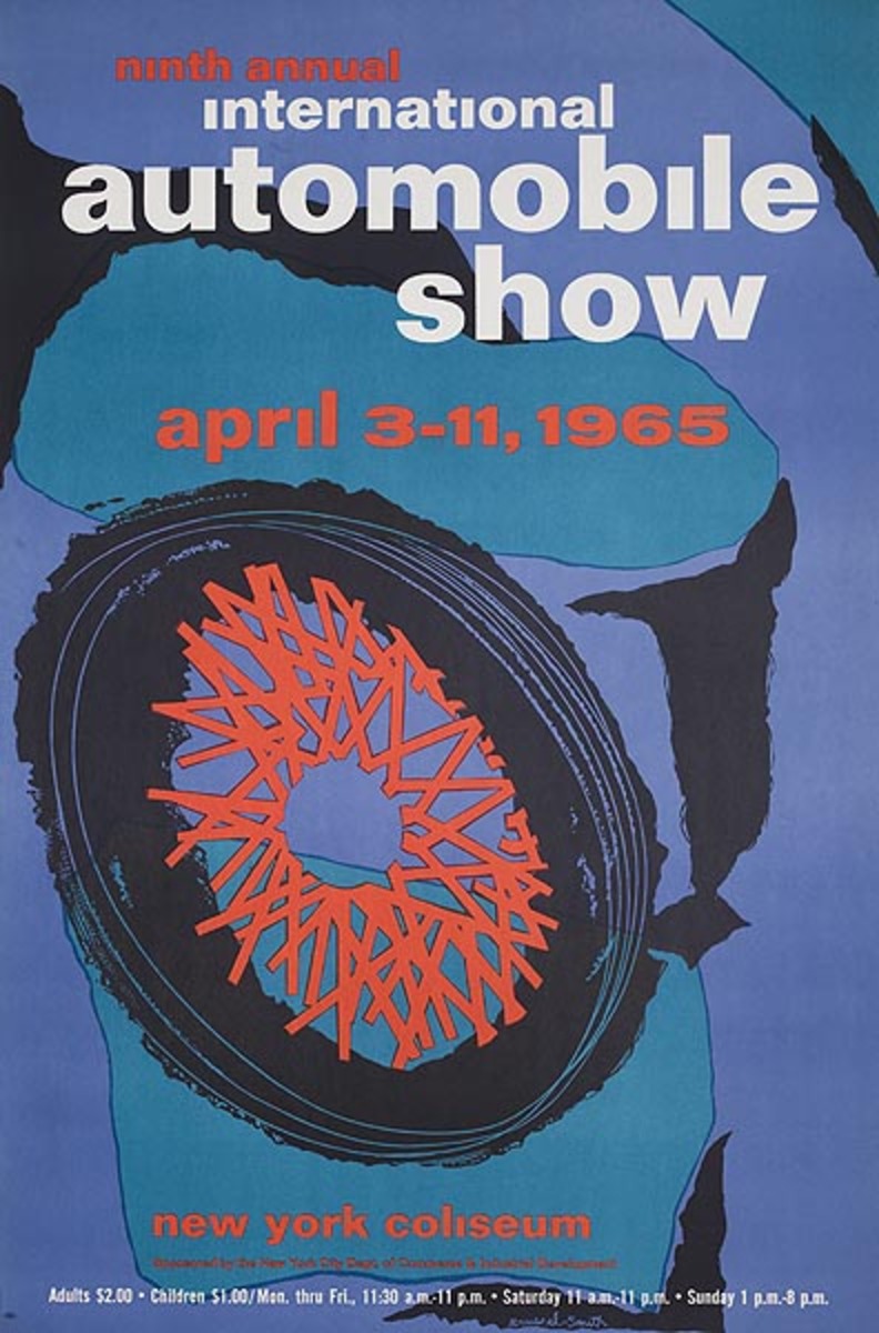 9th Annual International Auto Show Original Advertising Poster 1965 New York Coliseum